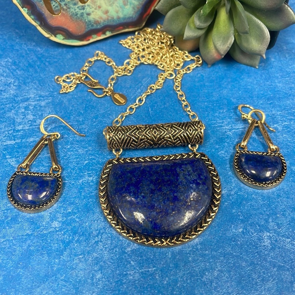 Barse Lapis Lazuli Gold Jewelry Set